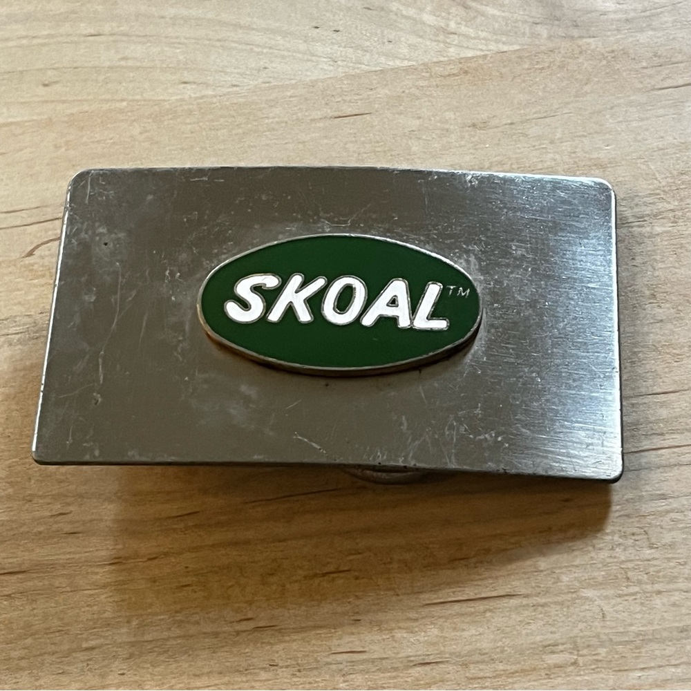 Vintage SKOAL belt buckle green and silver